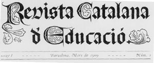 Cabecera de la 'Revista Catalana d'Educació' dirigida por Bardina.