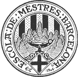 Distintivo de l''Escola de Mestres', diseñado por Canibell.