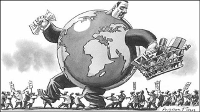 Capitalisme global per sobre de manifestants. Font: Eldiario.es.