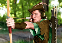 Errol Flynn como el arquero Robin Hood.