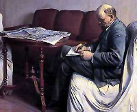 Lenin escribiendo, óleo de Brodski.