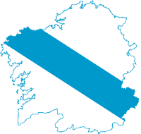 Mapa de Galiza con bandeira.