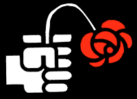 Logotipo del PSOE con la rosa marchita.