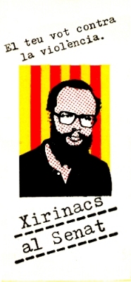 Adhesivo de la campaña de Xirinacs al Senado, 1977.