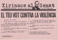 Xirinacs al Senat. El teu vot contra la violència. Fulletó de la campanya de 1977.