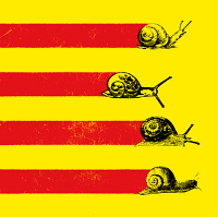 Caracoles dibujando la bandera catalana. Javier Jaén para «Público».